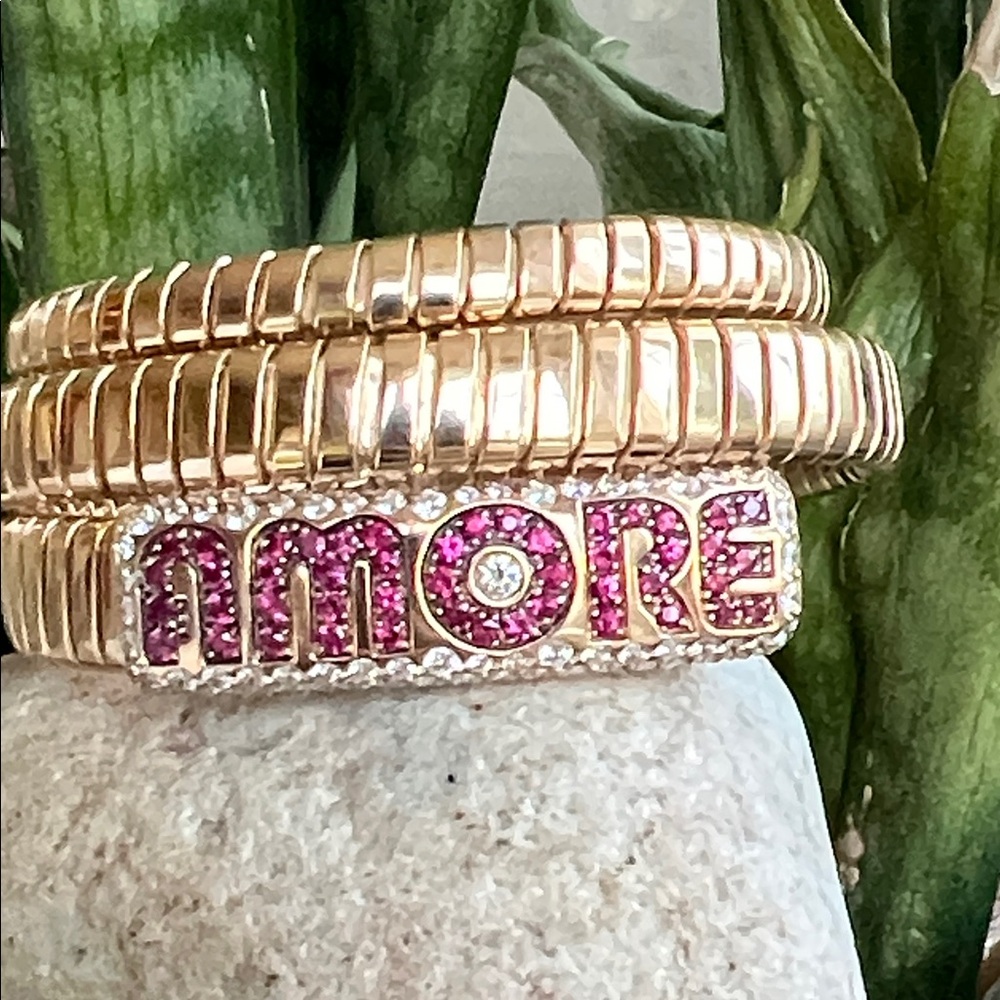 18k gold diamond and ruby  'Amore' Bracelet - Picture 6 of 11